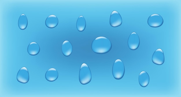 Vector aislado gotas de agua Conjunto de diferentes gotas azules en estilo plano