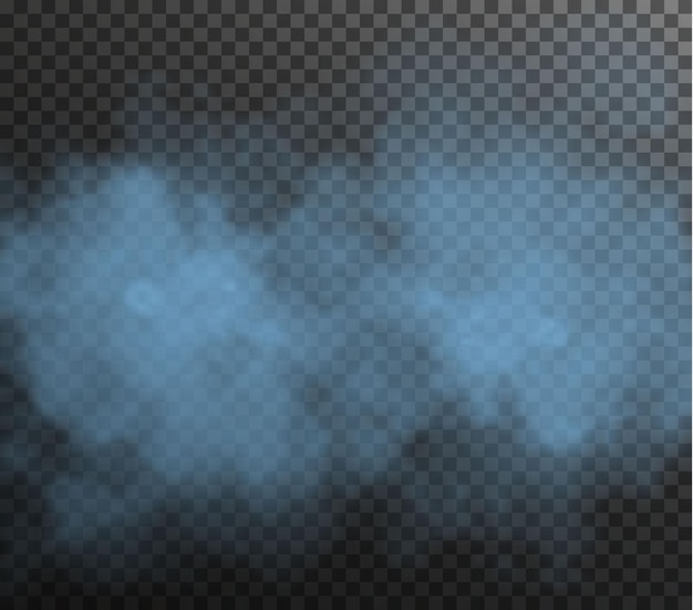 Vector aislado humo png textura de humo azul sobre un fondo negro transparente efecto especial