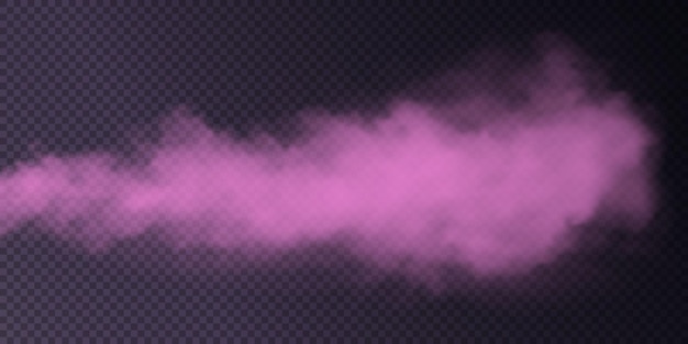Vector aislado humo PNG Textura de humo rosa sobre un fondo negro transparente Efecto especial