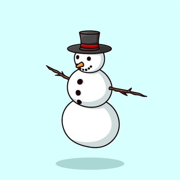 Vector aislado de ilustración de dibujos animados de muñeco de nieve