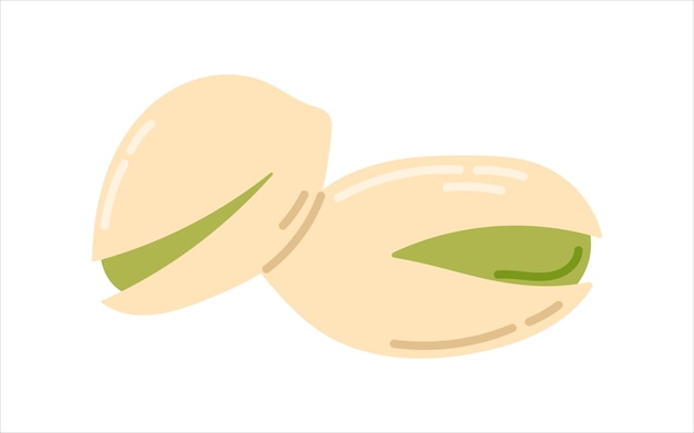 Vector aislado en una ilustración plana blanca de pistacho verde en la cáscara