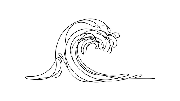 Vector aislado una línea ondas simples dibujo de líneas ondas de línea única boceto de tatuaje mínimo