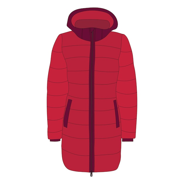 Vector vector aislado mujer invierno abajo chaqueta roja