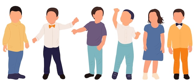 Vector aislado de niños de estilo plano