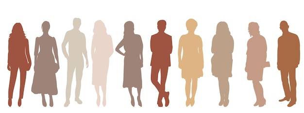 Vector aislado de silueta marrón de personas de pie