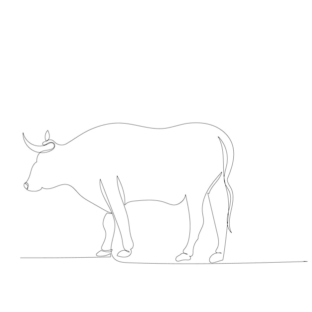 Vector aislado toro de dibujo de una línea