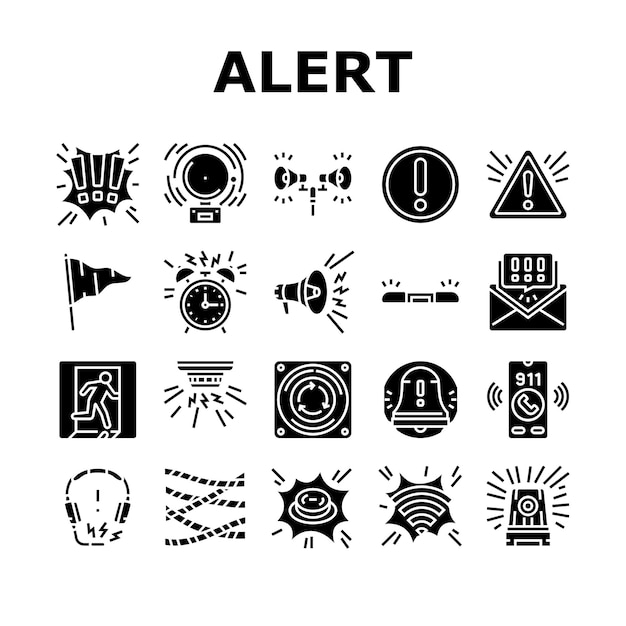 Vector de ajuste de los íconos de señal de atención de alerta
