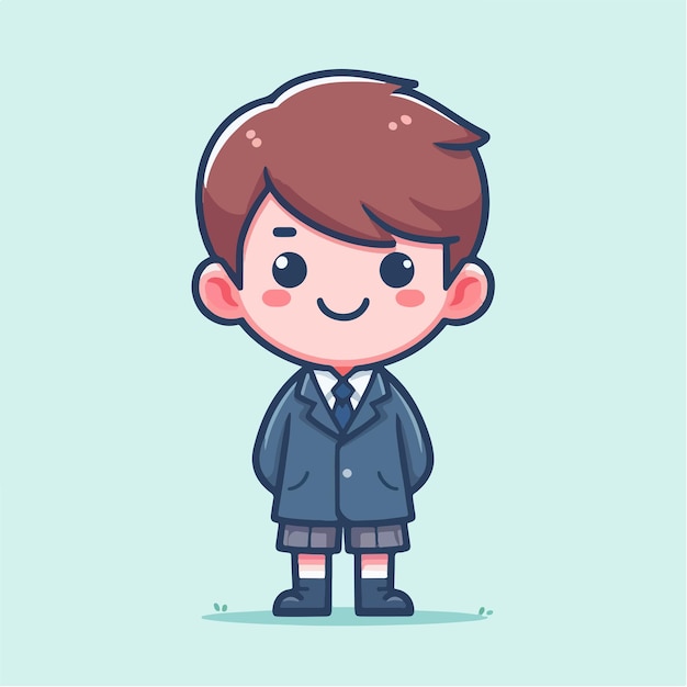 Vector un alegre personaje de colegial con un estilo de diseño plano simple y minimalista