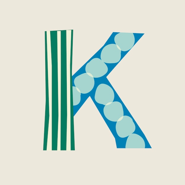 Vector del alfabeto de las letras mayúsculas K con patrón