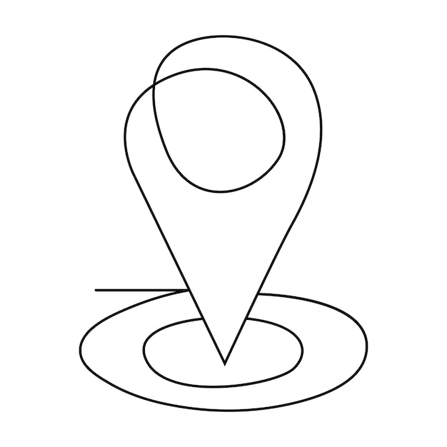 Vector de alfiler de ubicación minimalista Ilustración de símbolo de dibujo de línea continua Vector