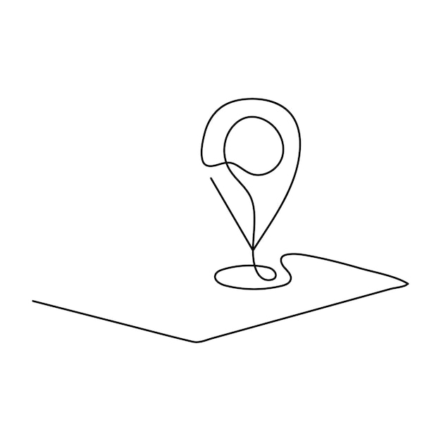 Vector de alfiler de ubicación minimalista Ilustración de símbolo de dibujo de línea continua Vector