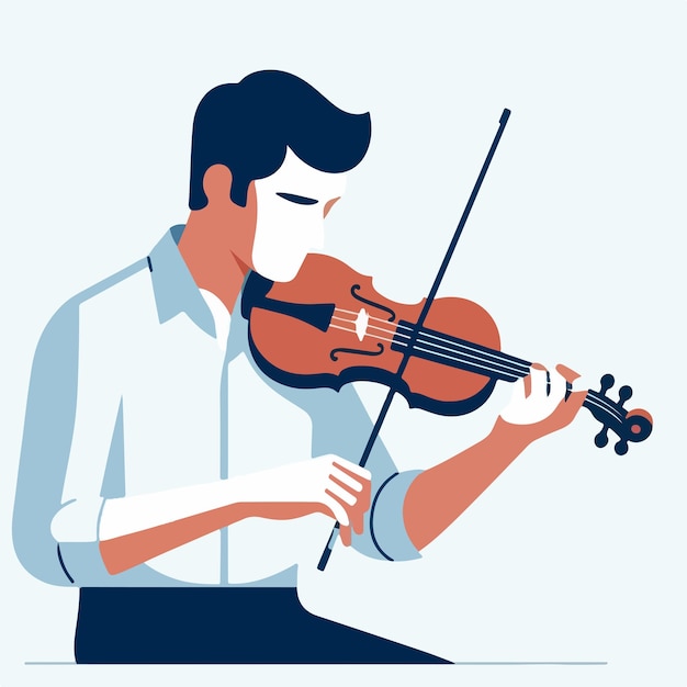 Vector de alguien tocando el violín en estilo de diseño plano