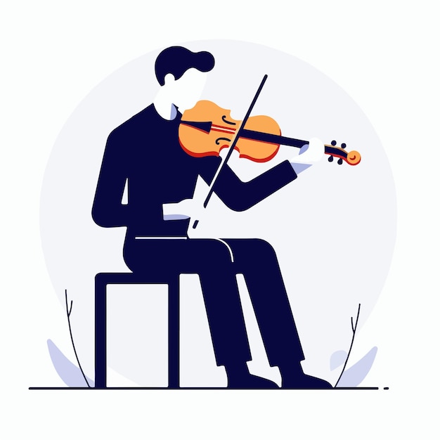 Vector de alguien tocando el violín en estilo de diseño plano