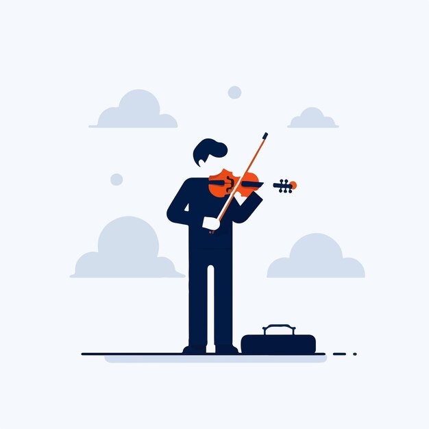 Vector de alguien tocando el violín en estilo de diseño plano