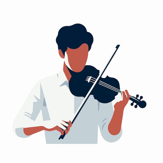 Vector de alguien tocando el violín en estilo de diseño plano