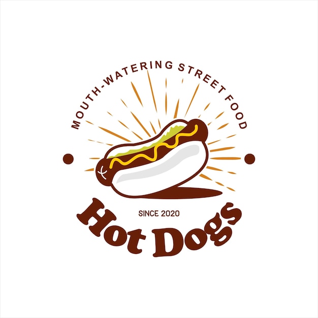 Vector vector de alimentos de diseño de logotipo de perritos calientes