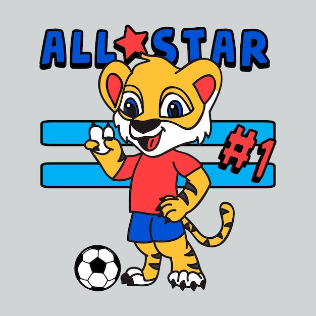 Vector vector all star animales jugador de fútbol personaje