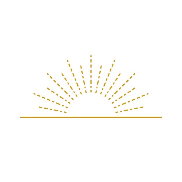Vector Amanecer o Atardecer Icono de estilo vintage Rayos punteados
