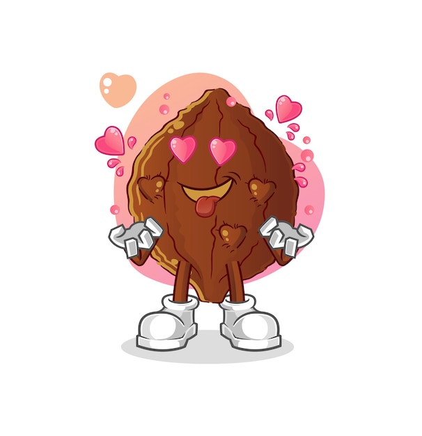 Vector de amor de caída de cacao. personaje animado