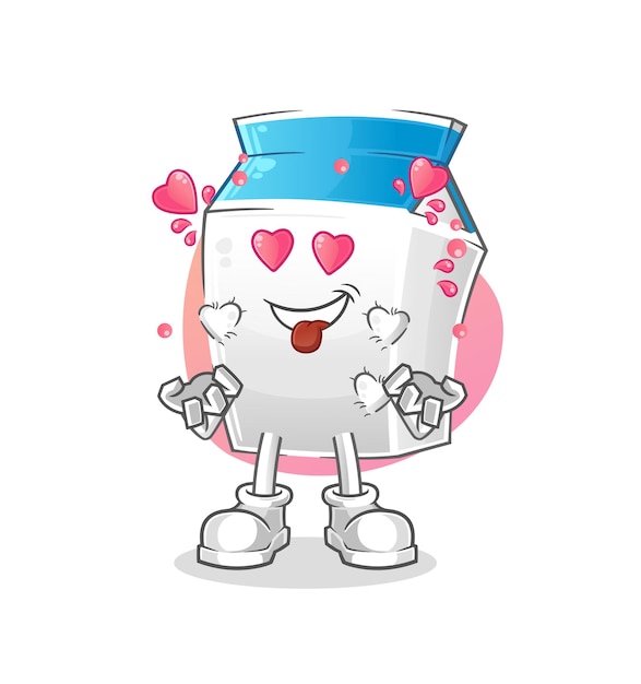 Vector de amor de caída de leche. personaje animado