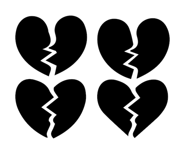 Vector de amor del corazón Varios simples icono de amor de corazón de vector negro y rojo Ilustración de vector