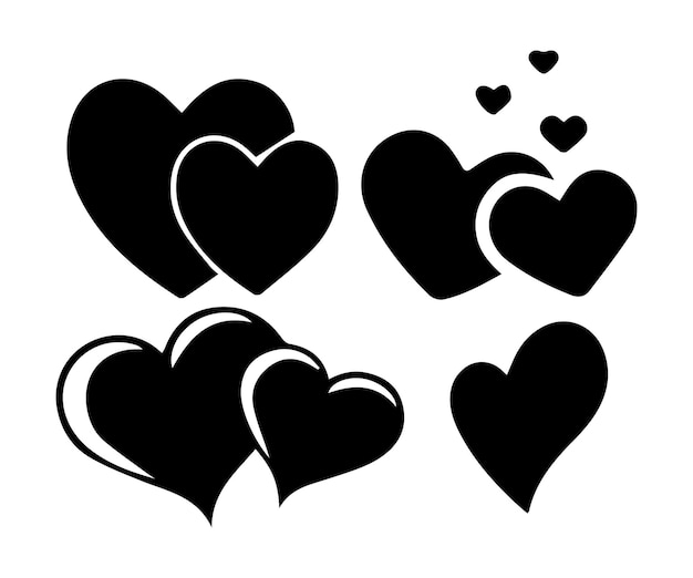 Vector de amor del corazón Varios simples icono de amor de corazón de vector negro y rojo Ilustración de vector