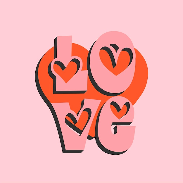 vector amor diseño vintage color estilo años 90