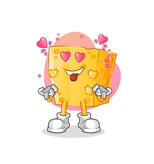 Vector de amor de enamoramiento de queso. personaje animado