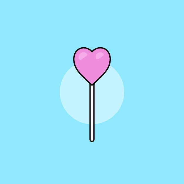 Vector de amor en forma de piruleta Ilustración de dibujos animados en fondo aislado Vector dibujado a mano de San Valentín