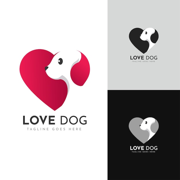 Vector amor perro logo plantilla diseño vector, emblema, concepto de diseño, símbolo creativo, icono