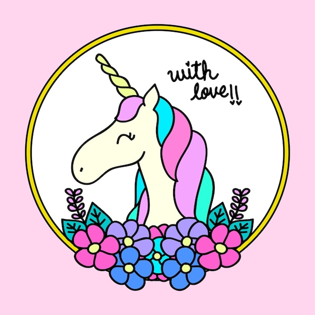 Vector vector con el amor de la primavera unicornio