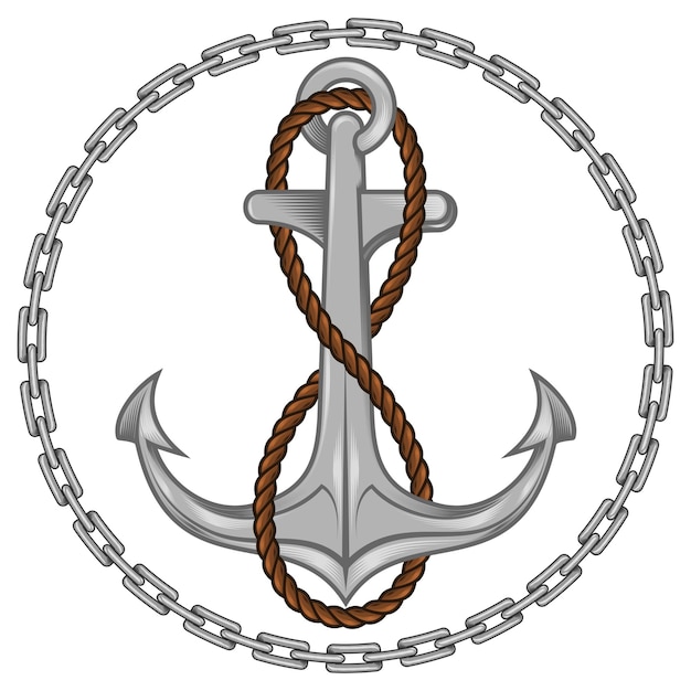 Vector de ancla y cuerda rodeado de cadenas