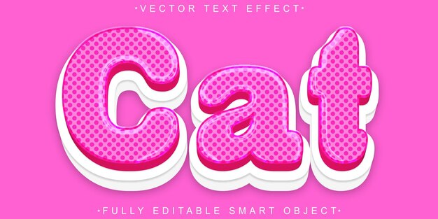 Vector de animales gato rosado Objeto inteligente totalmente editable Efecto de texto