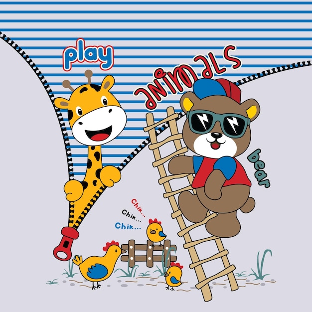 vector animales lindos jugando alegremente