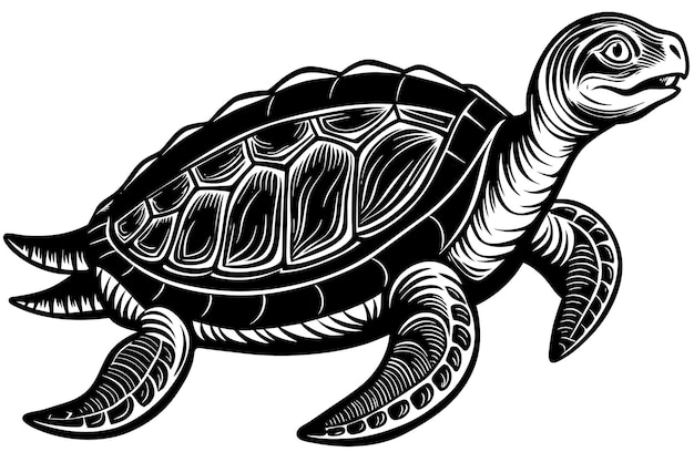 Vector de animales prehistóricos en blanco y negro de archelon