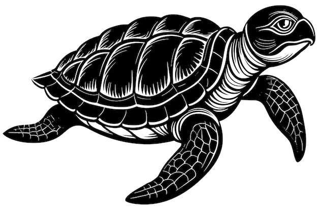 Vector de animales prehistóricos en blanco y negro de Archelon