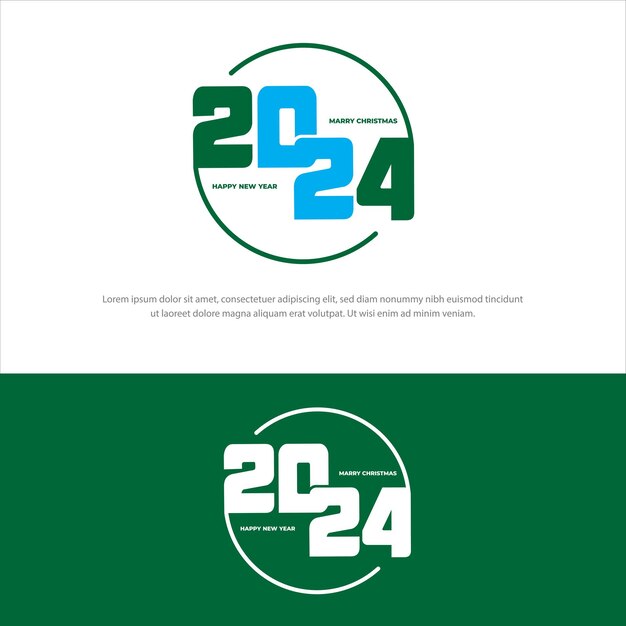 Vector el año 2024 años nuevos símbolo de saludo logotipo ilustración vectorial aislado en un verde