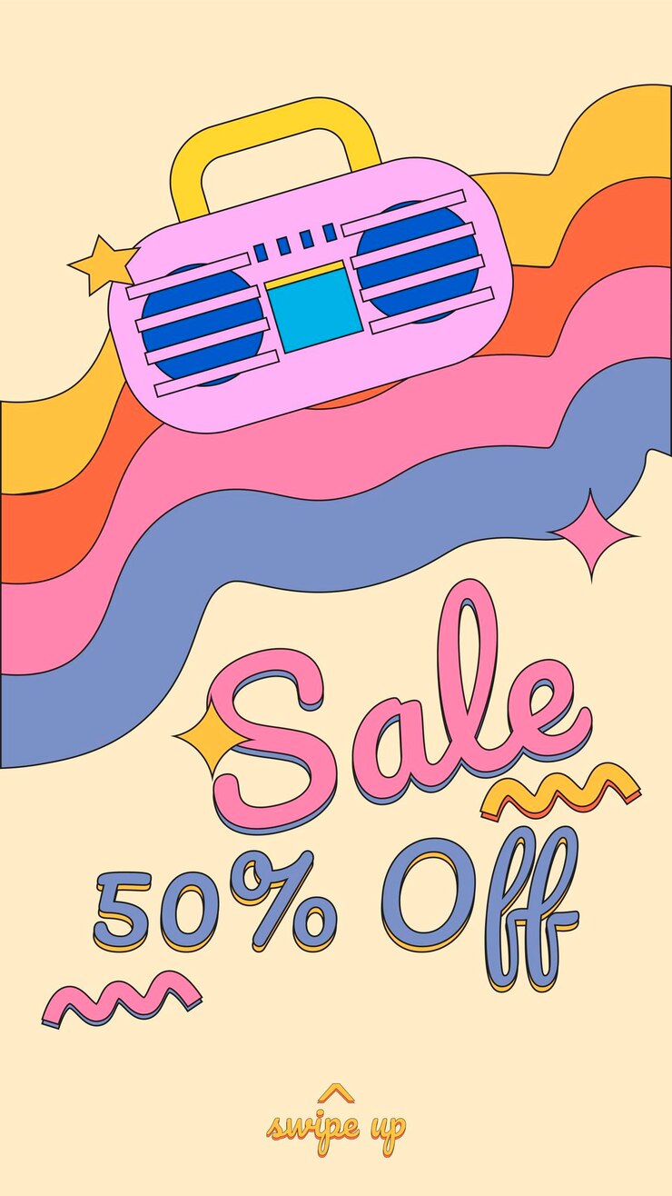 Vector vector de anuncio de venta de banner de diseño retro y2k con color maravilloso.