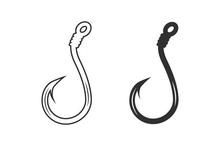 Vector vector de anzuelo de pesca silueta de anzuelo de pesca conjunto de anzuelo de pesca vector de anzuelo de pesca de calidad premium