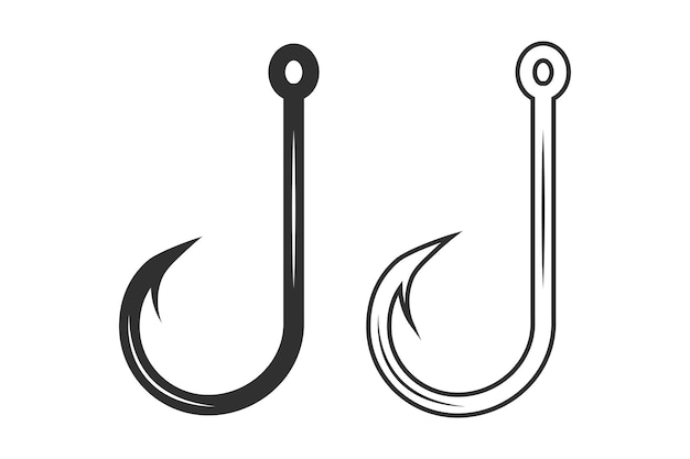 Vector de anzuelo de pesca Silueta de anzuelo de pesca Conjunto de anzuelo de pesca Vector de anzuelo de pesca de calidad premium
