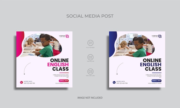 vector de aprendizaje de inglés educativo diseño de publicaciones en redes sociales