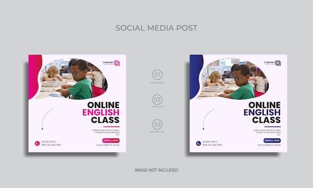 Vector vector de aprendizaje de inglés educativo diseño de publicaciones en redes sociales