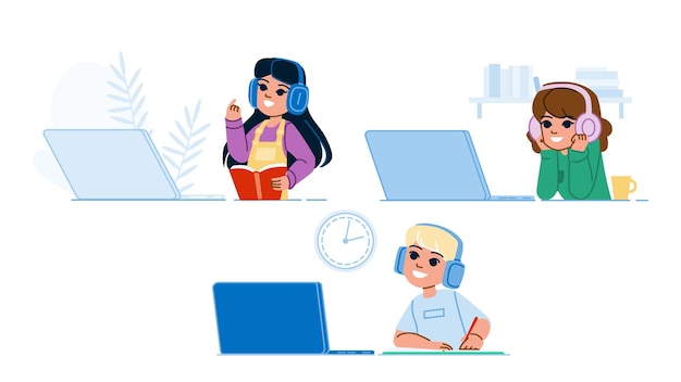 Vector de aprendizaje en línea para niños