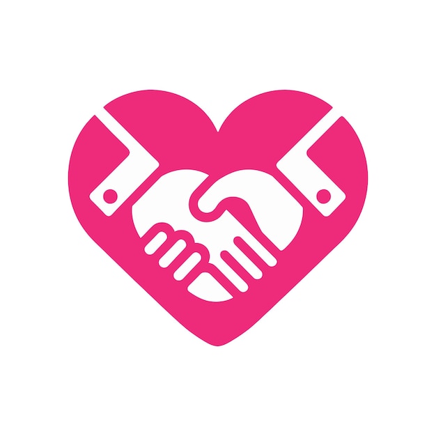 Vector de apretón de mano en forma de corazón icono de amistad o asociación Símbolo de paz y amor