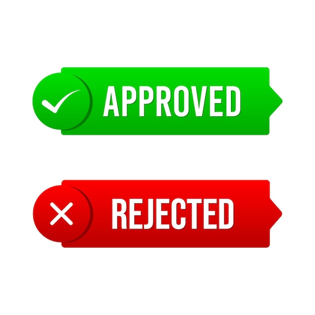 Vector aprobado y rechazado signo de marca de comprobación