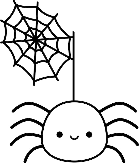 un vector de una araña linda en color blanco y negro