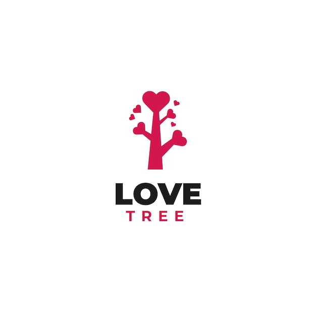 Vector árbol de amor logo diseño vector ilustración