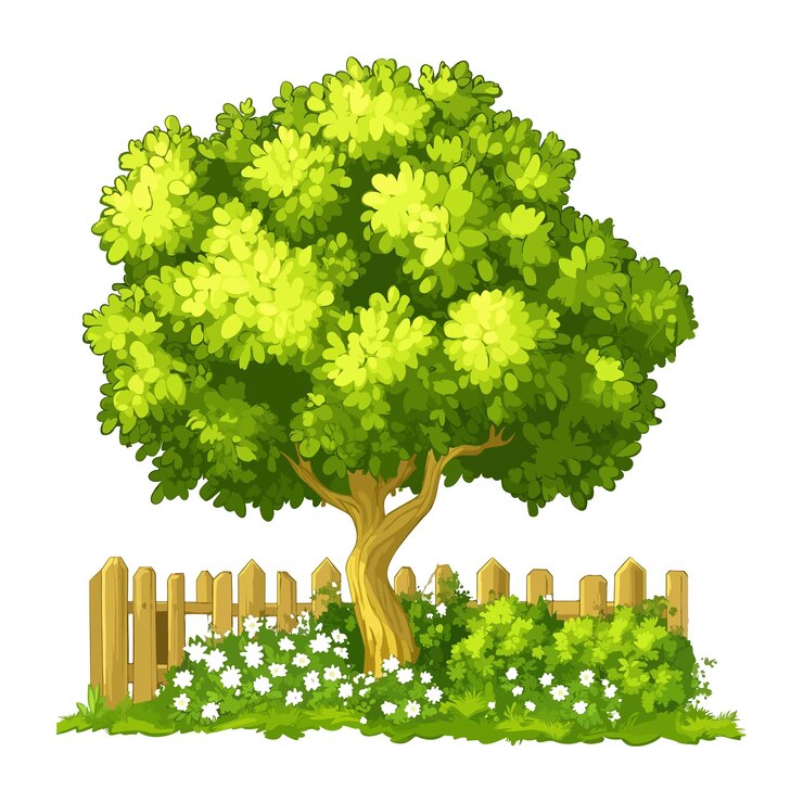 Vector de árbol de dibujos animados con fondo blanco