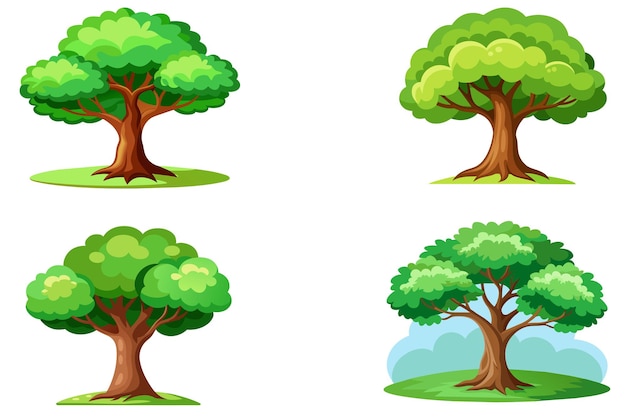 Vector de árbol de dibujos animados en fondo blanco
