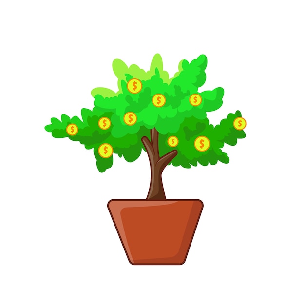 Vector de árbol de dinero. icono de negocio